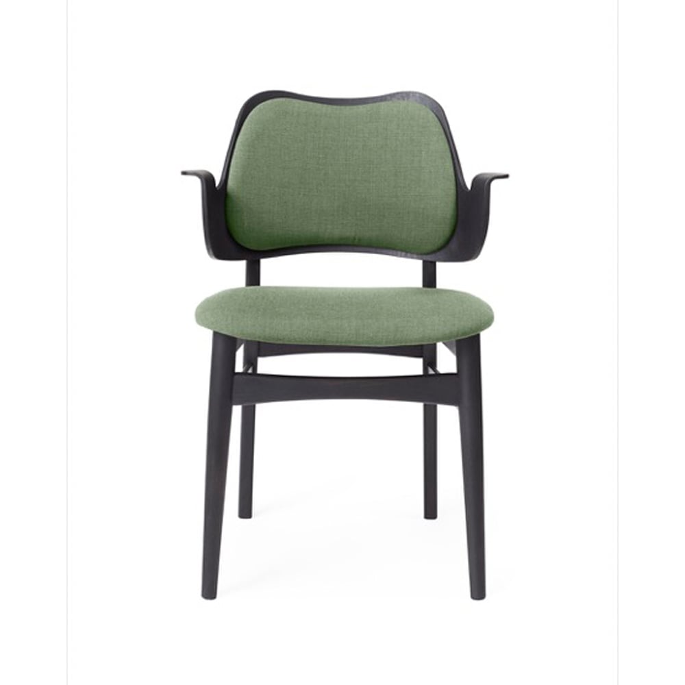 Warm Nordic Gesture tuoli verhoiltu istuin- ja selkäosa Kangas canvas 926 sage green mustaksi maalattu pyökkirunko verhoiltu selkänoja