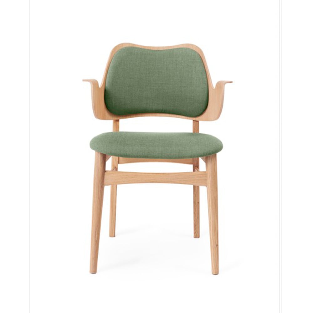 Warm Nordic Gesture tuoli verhoiltu istuin- ja selkäosa Kangas canvas 926 sage green valkoöljytty tammirunko verhoiltu istuinosa verhoiltu selkänoja