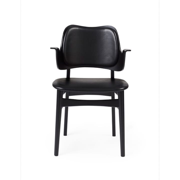 Gesture tuoli, verhoiltu istuin- ja selkäosa - Nahka prescott 207 black, mustaksi maalattu pyökkirunko, verhoiltu istuinosa, verhoiltu selkänoja - Warm Nordic