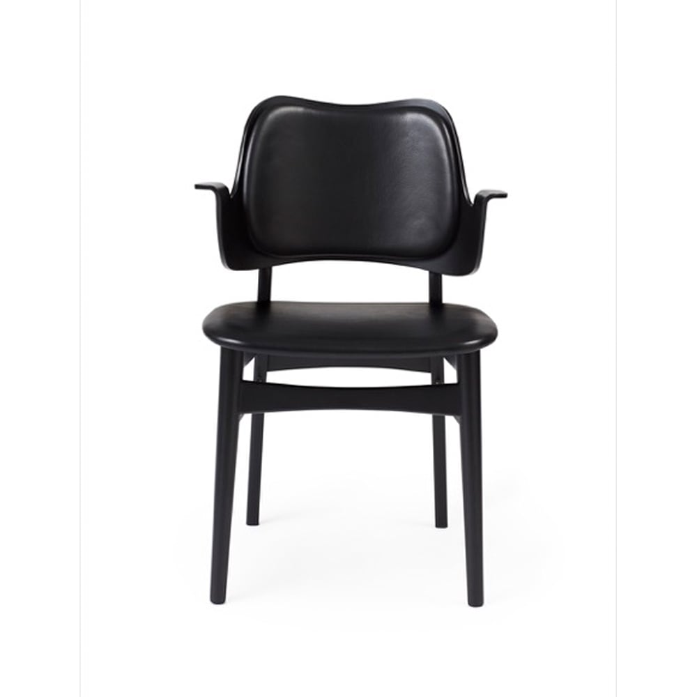 Warm Nordic Gesture tuoli verhoiltu istuin- ja selkäosa Nahka prescott 207 black mustaksi maalattu pyökkirunko verhoiltu istuinosa verhoiltu selkänoja