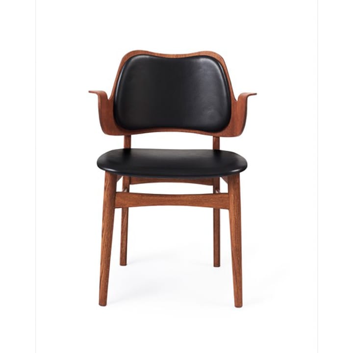 Gesture tuoli, verhoiltu istuin- ja selkäosa - Nahka prescott 207 black, tiikkiöljytty tammirunko, verhoiltu istuinosa, verhoiltu selkänoja - Warm Nordic