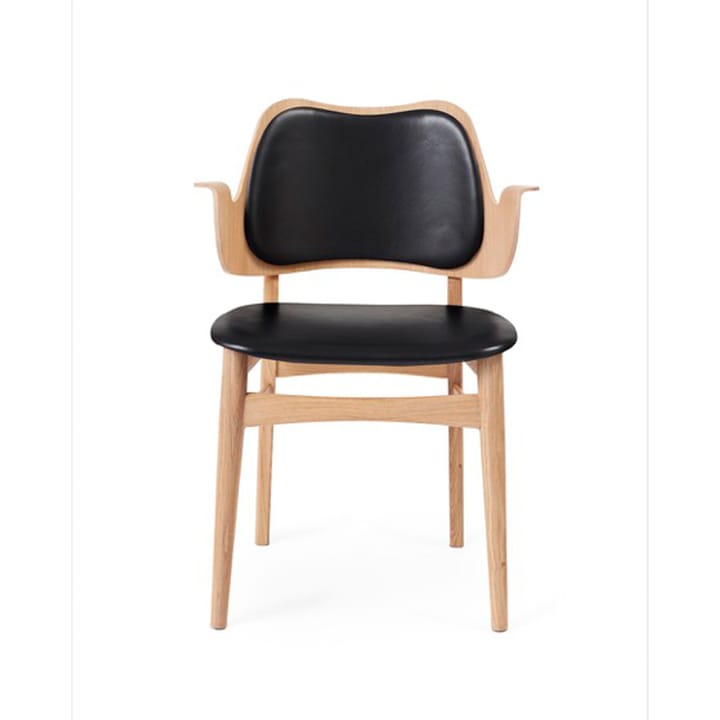 Gesture tuoli, verhoiltu istuin- ja selkäosa - Nahka prescott 207 black, valkoöljytty tammirunko, verhoiltu istuinosa, verhoiltu selkänoja - Warm Nordic