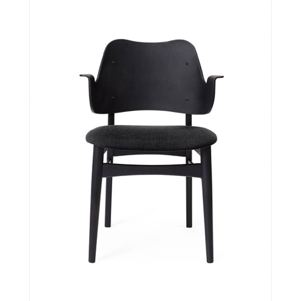 Warm Nordic Gesture tuoli verhoiltu istuinosa Kangas anthracite mustaksi maalattu pyökkirunko