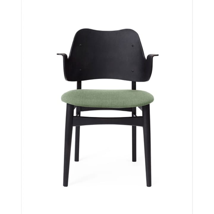 Gesture tuoli, verhoiltu istuinosa - Kangas canvas 926 sage green, mustaksi maalattu pyökkirunko, verhoiltu istuinosa - Warm Nordic