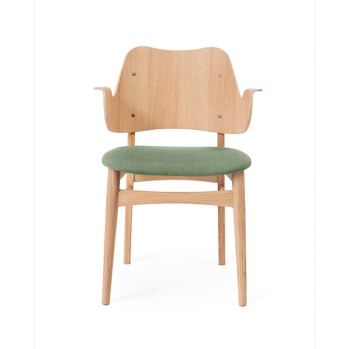 Gesture tuoli, verhoiltu istuinosa - Kangas canvas 926 sage green, valkoöljytty tammirunko, verhoiltu istuinosa - Warm Nordic