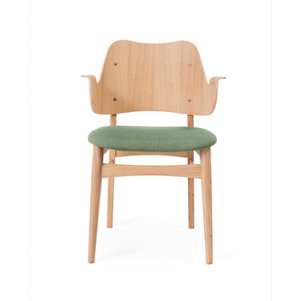 Warm Nordic Gesture tuoli verhoiltu istuinosa Kangas canvas 926 sage green valkoöljytty tammirunko verhoiltu istuinosa