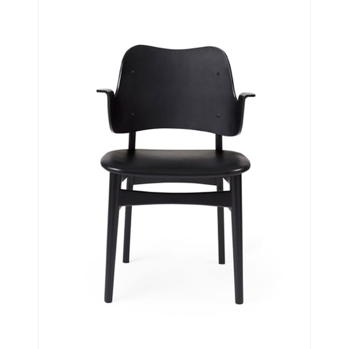 Gesture tuoli, verhoiltu istuinosa - Nahka prescott 207 black, mustaksi maalattu pyökkirunko, verhoiltu istuinosa - Warm Nordic
