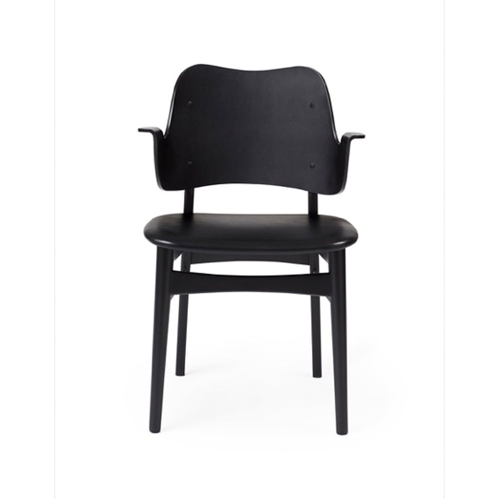 Warm Nordic Gesture tuoli verhoiltu istuinosa Nahka prescott 207 black mustaksi maalattu pyökkirunko verhoiltu istuinosa