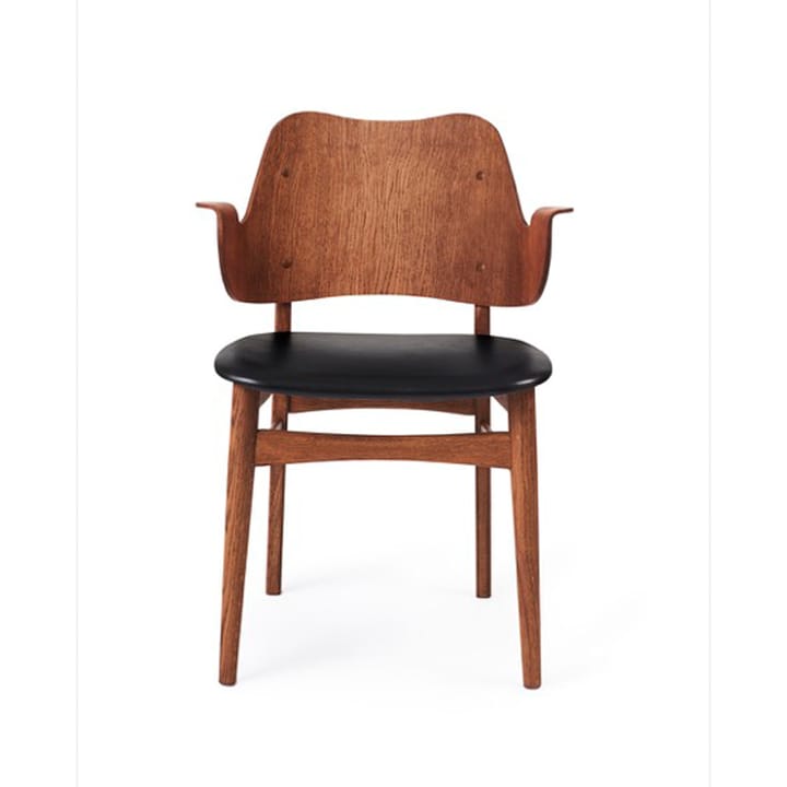 Gesture tuoli, verhoiltu istuinosa - Nahka prescott 207 black, tiikkiöljytty tammirunko, verhoiltu istuinosa - Warm Nordic