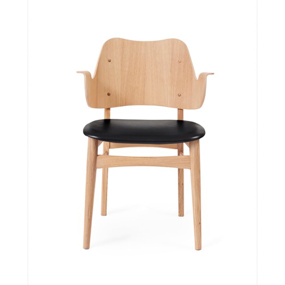 Warm Nordic Gesture tuoli verhoiltu istuinosa Nahka prescott 207 black valkoöljytty tammirunko verhoiltu istuinosa