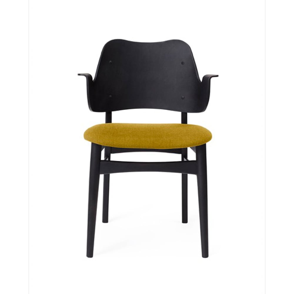Warm Nordic Gesture tuoli verhoiltu istuinosa Yellow-mustaksi maalattu pyökkirunko