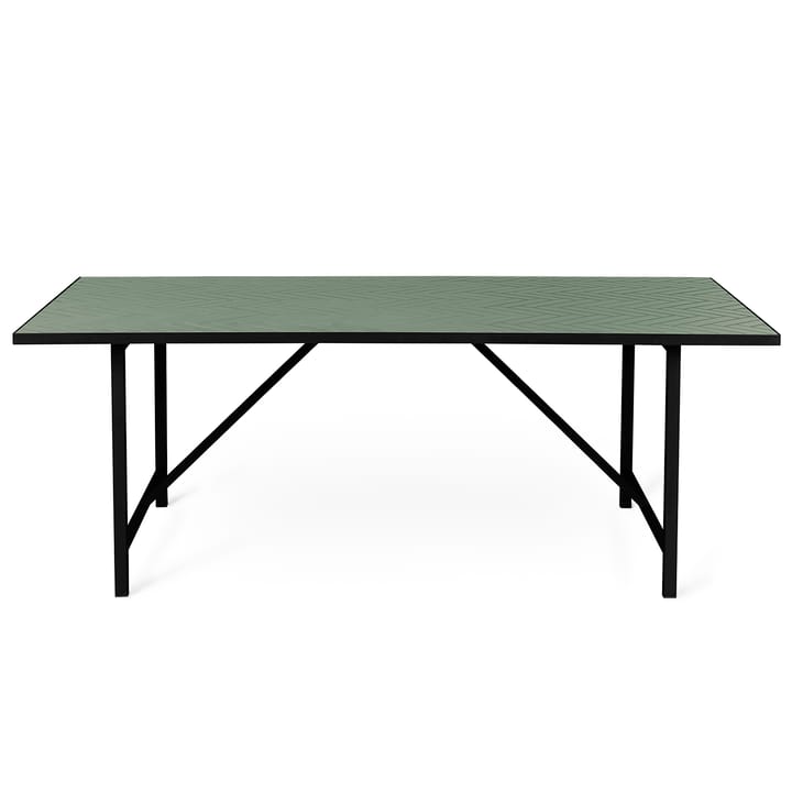 Herringbone Tile -ruokapöytä musta runko, Forest green Warm Nordic