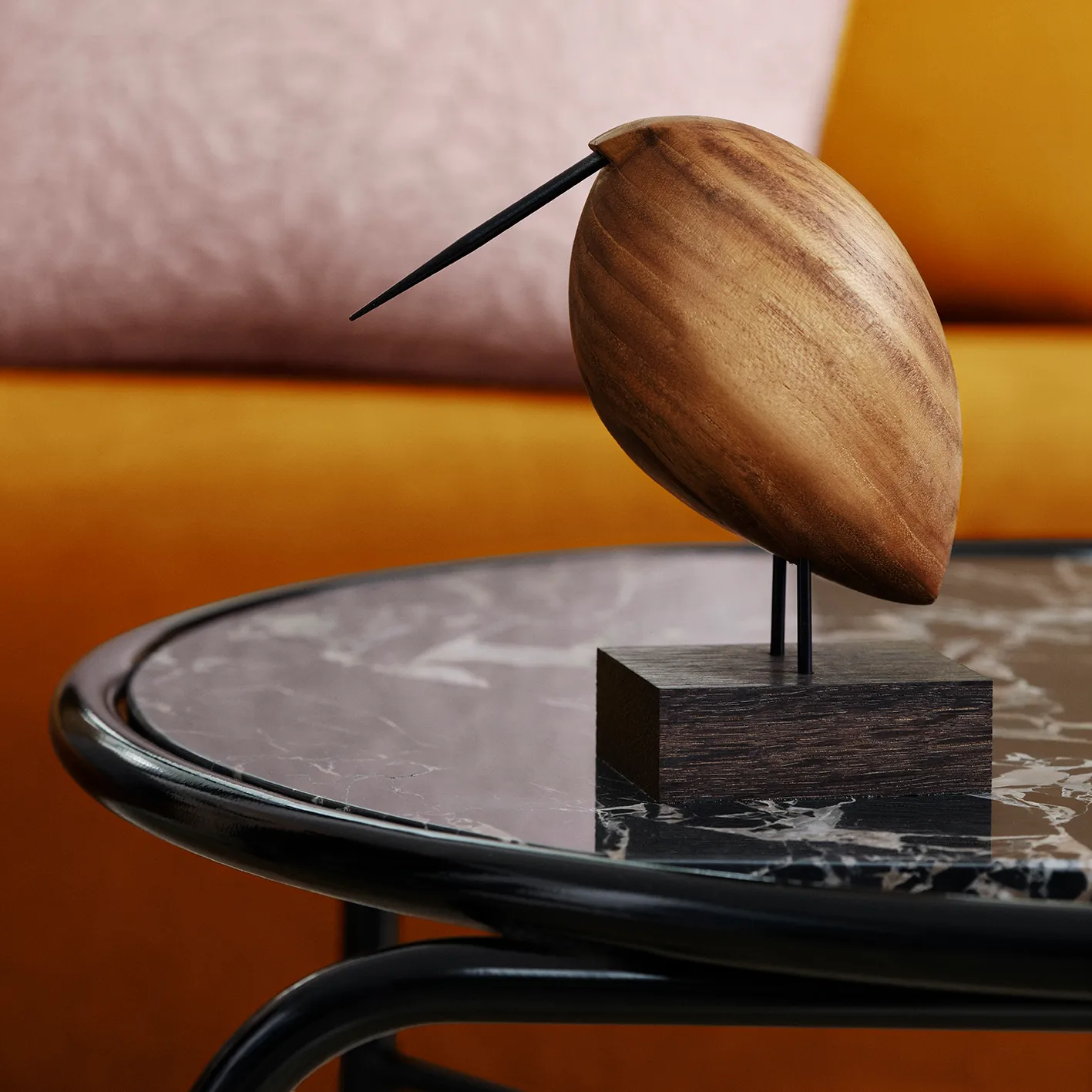 Secant sohvapöytä marmori Ø 60 cm, Black-gold Warm Nordic