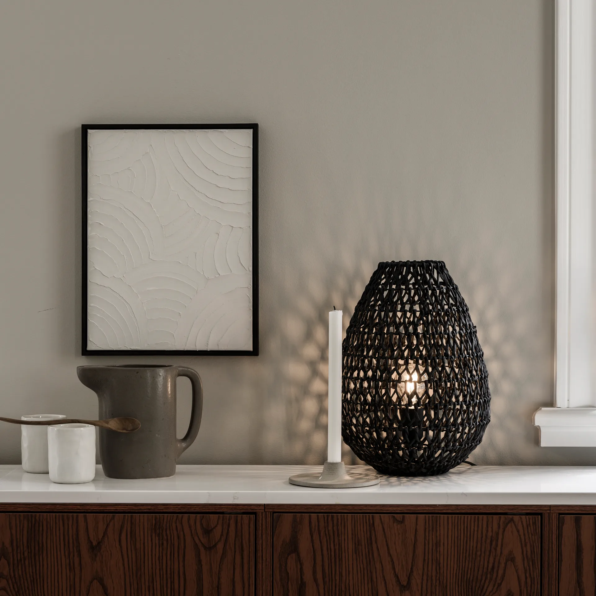 Buster pöytävalaisin Ø 27 cm, Musta Watt & Veke