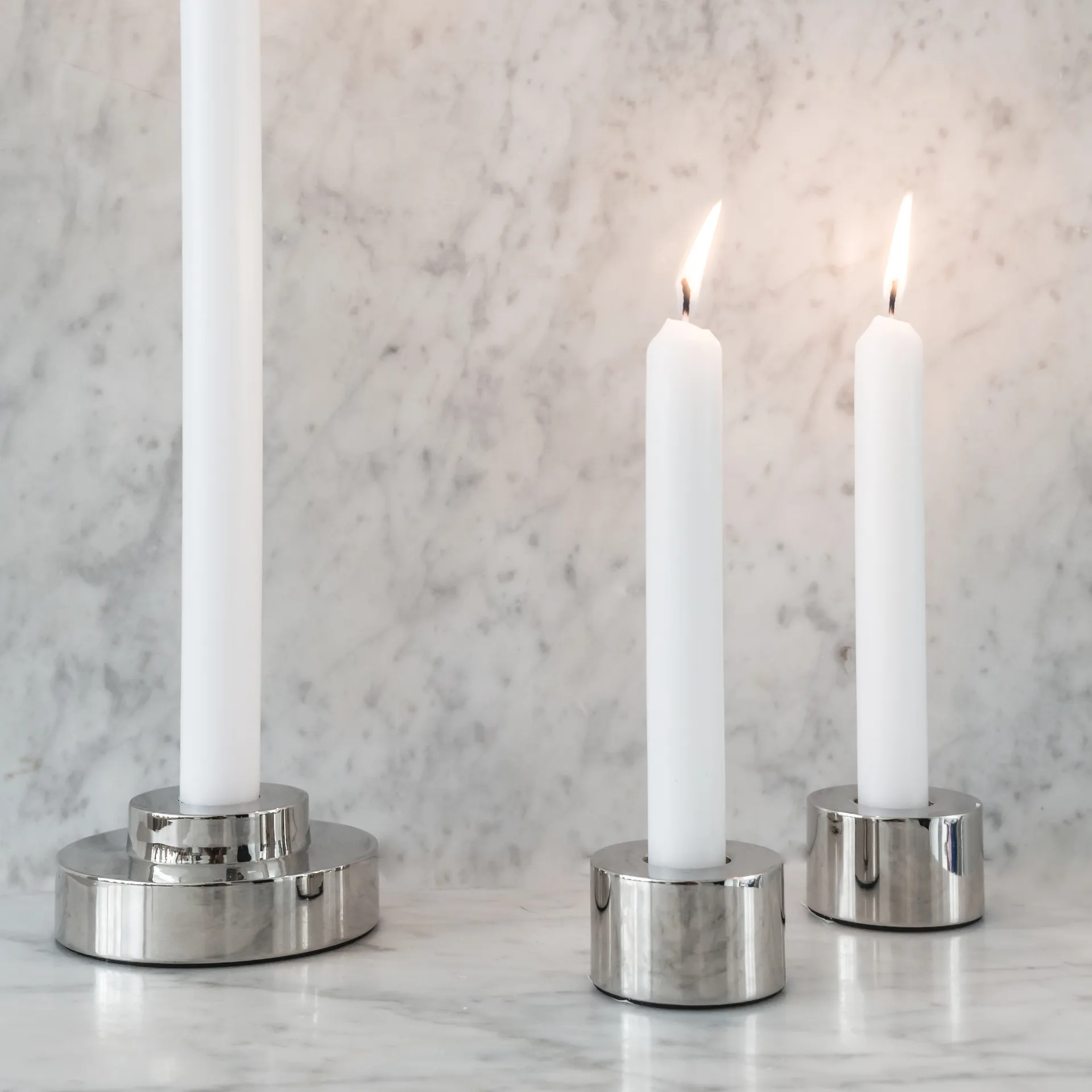 REX kynttilänjalka Ø 9 cm, Kiiltävä kromi Watt & Veke