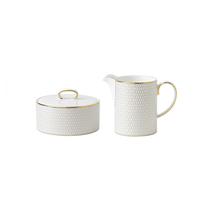 Arris sokerikulho ja maitokannu, valkoinen Wedgwood