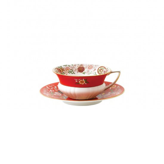 Wonderlust teekuppi aluslautasella - crimson jewel - Wedgwood