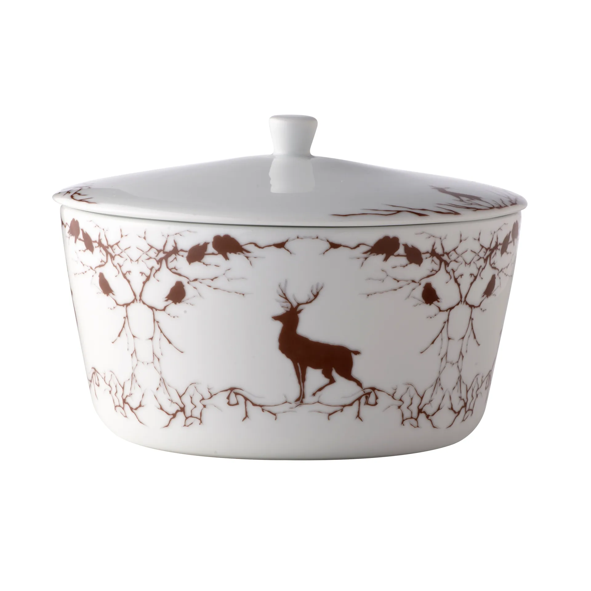 Alveskog tarjoiluastia kannella, Valkoinen-ruskea Wik & Walsøe