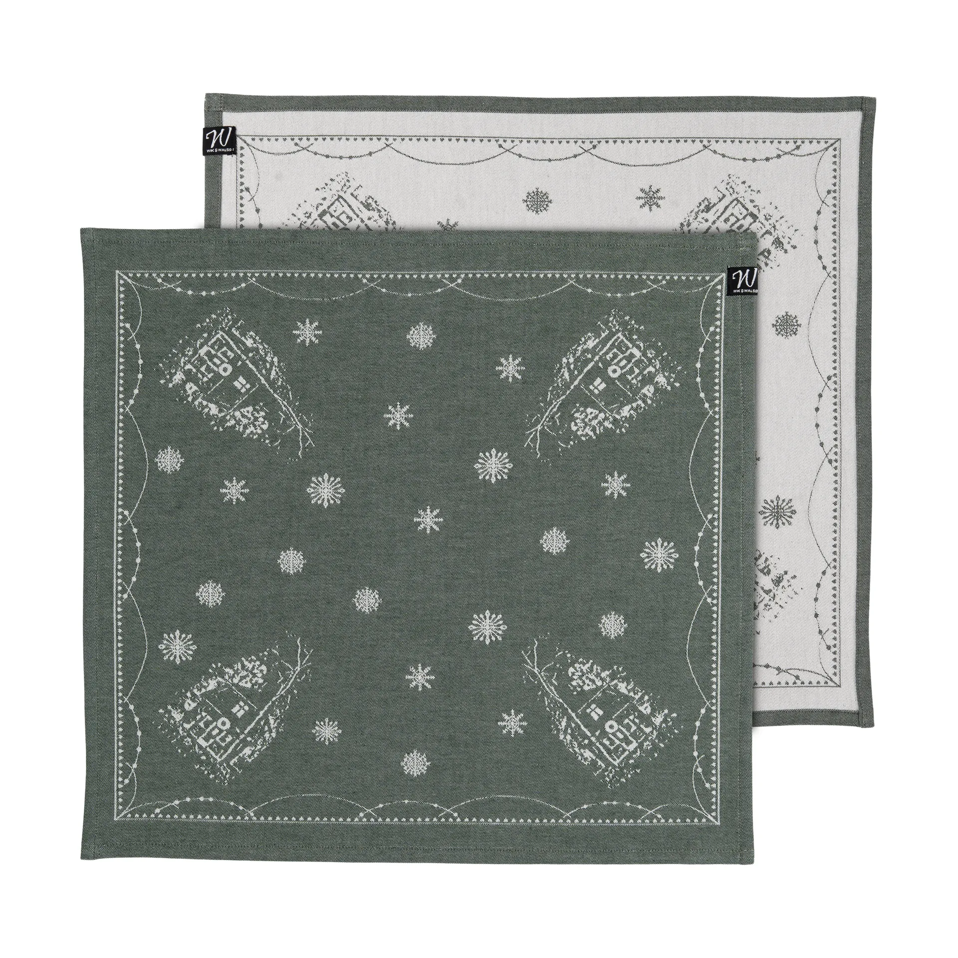 Jouluaamun kangaslautasliina 45x45 cm 2-pack, Valko-vihreä Wik & Walsøe