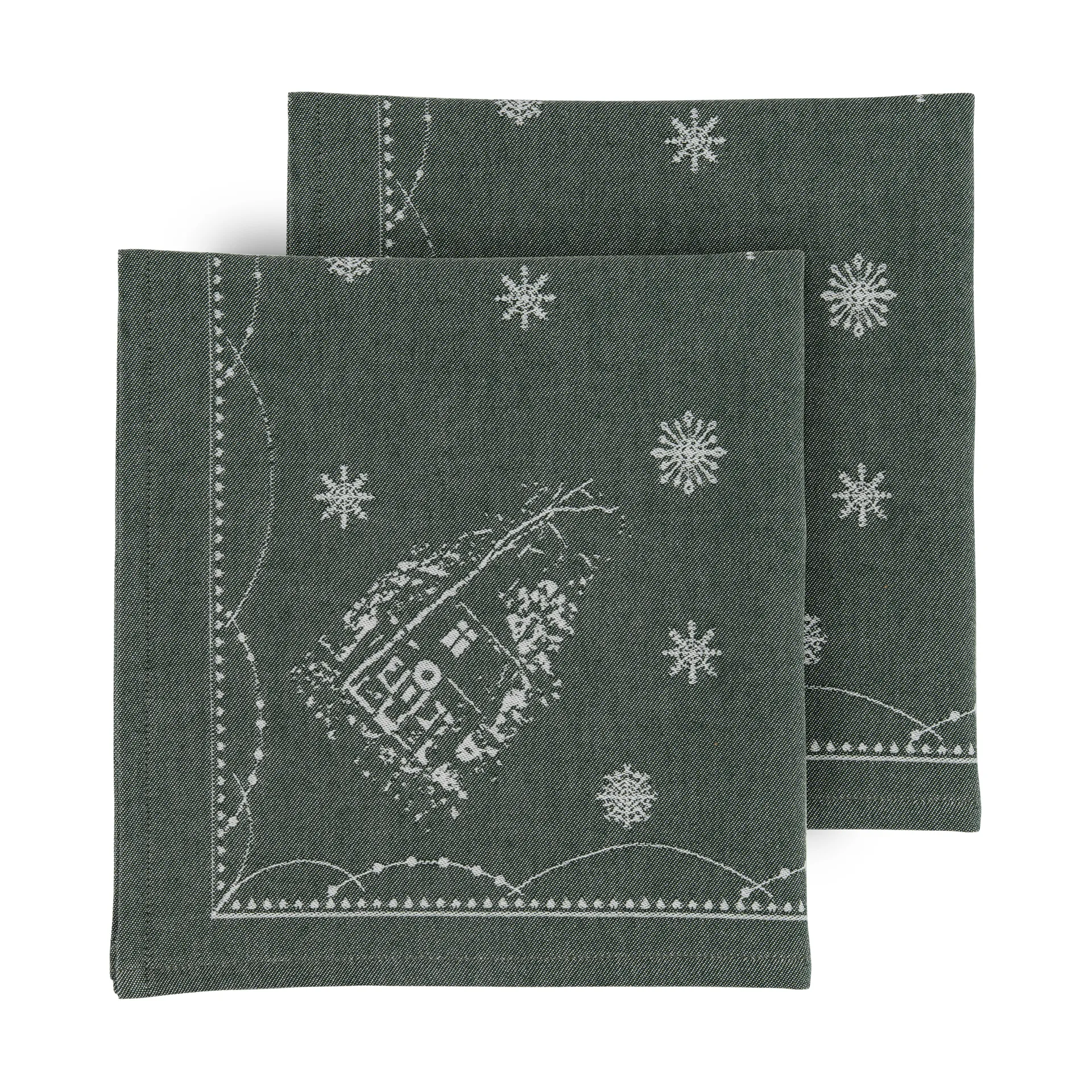 Jouluaamun kangaslautasliina 45x45 cm 2-pack, Valko-vihreä Wik & Walsøe