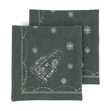 Jouluaamun kangaslautasliina 45x45 cm 2-pack - Valko-vihreä - Wik & Walsøe