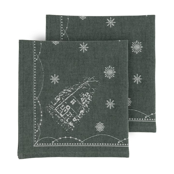 Jouluaamun kangaslautasliina 45x45 cm 2-pack, Valko-vihreä Wik & Walsøe