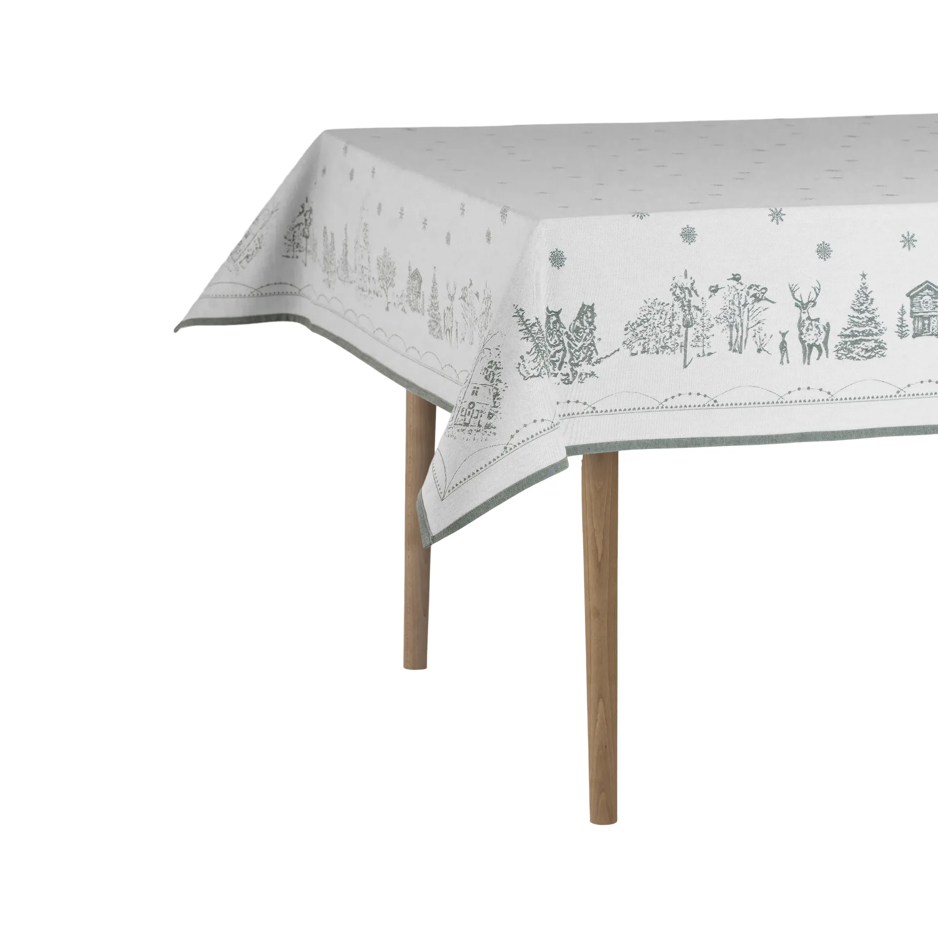 Jouluaamun pöytäliina, Valkoinen-vihreä, 140x300 cm Wik & Walsøe