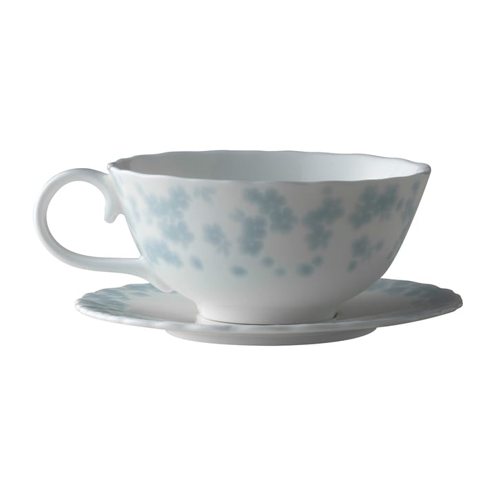 Slåpeblom teekuppi lautasella 30 cl - Sininen - Wik & Walsøe
