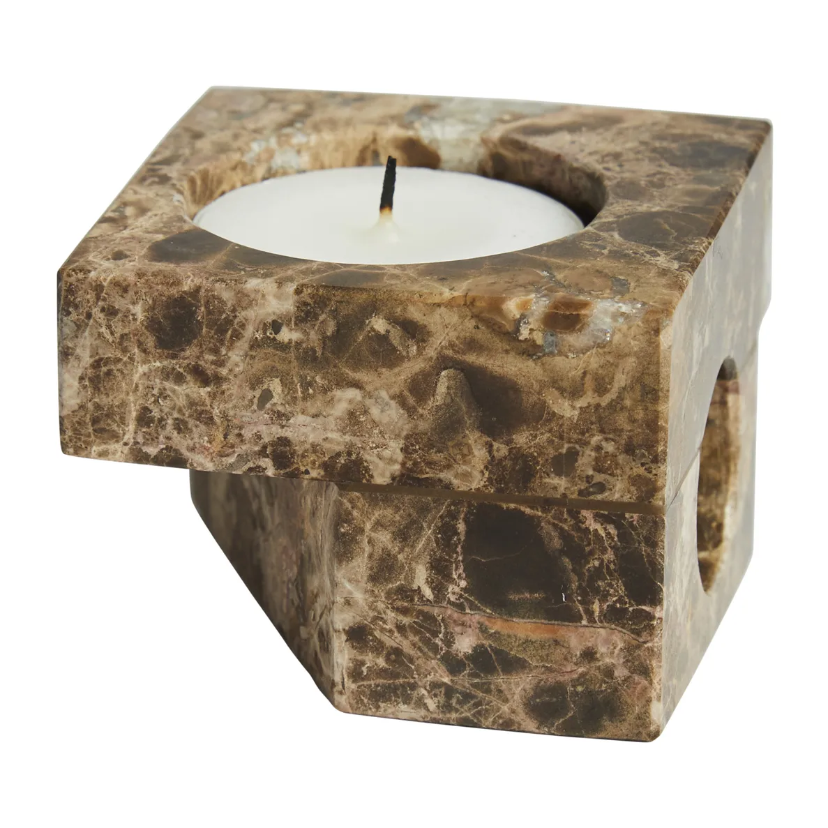 Jeu de dés 2 -kynttilänjalka marmori, Ruskea Woud