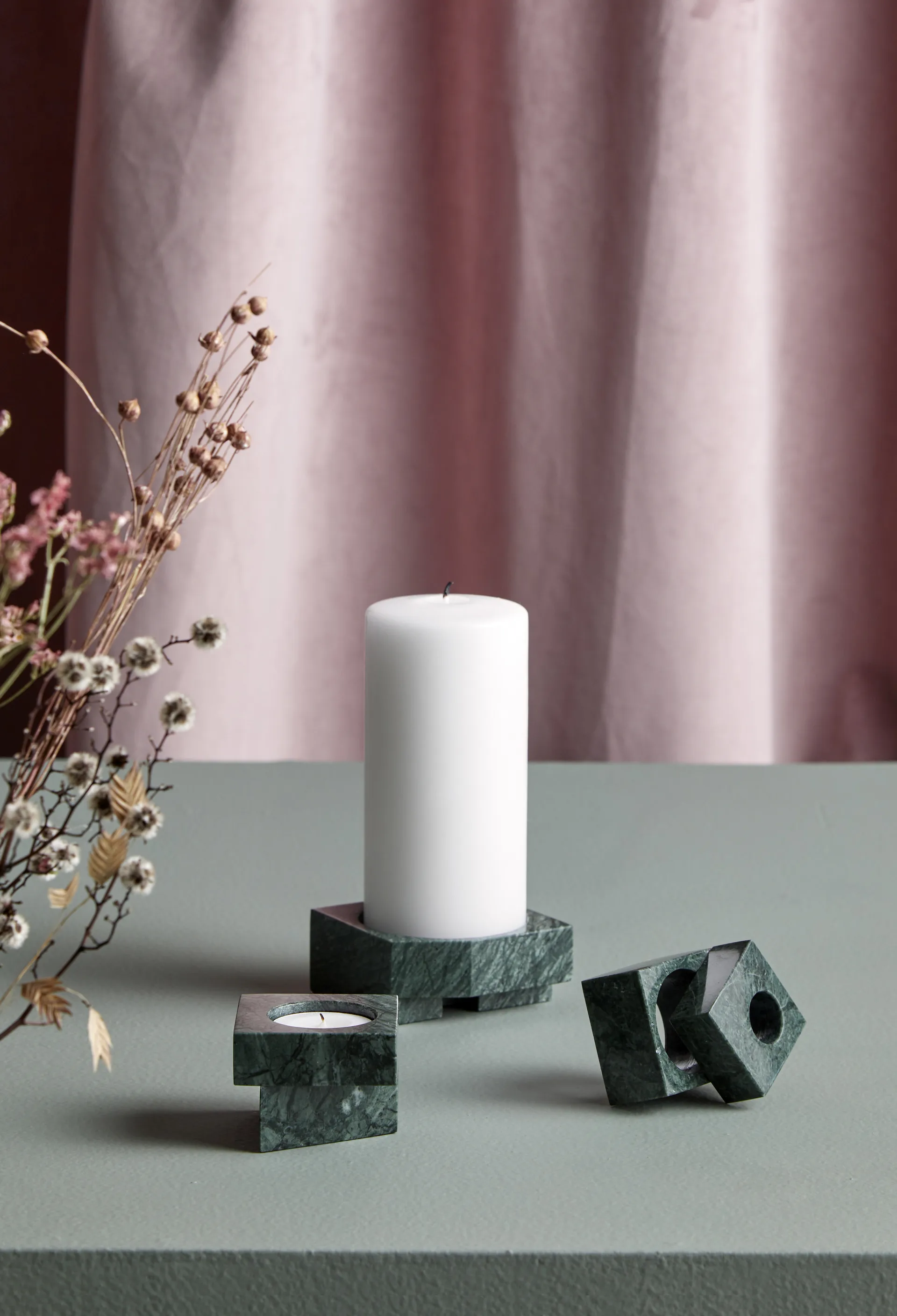 Jeu de dés 3 -kynttilänjalka marmori, Vihreä Woud