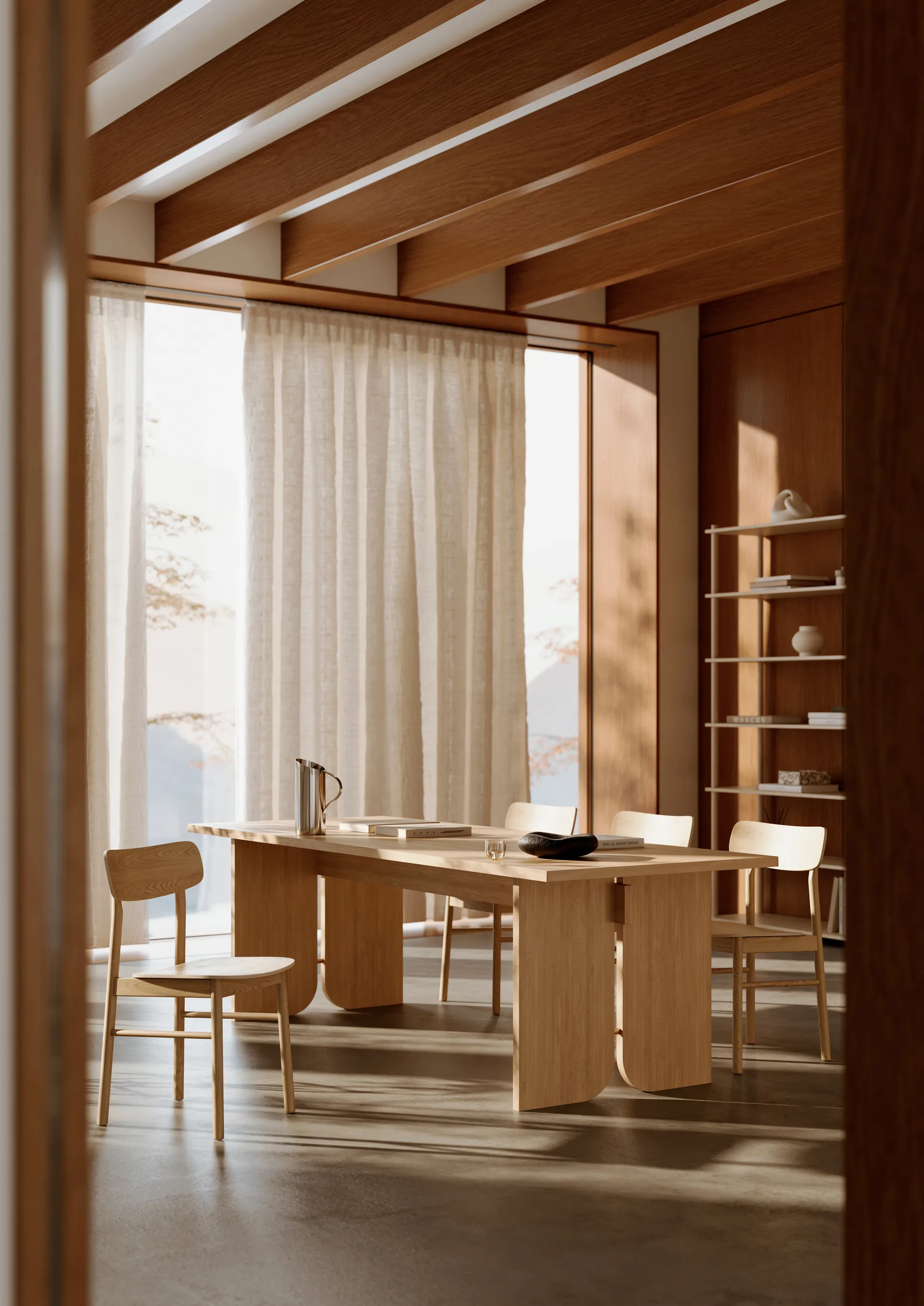 Kimono ruokapöytä 240x90 cm, Valkopigmentoitu lakattu tammi Woud