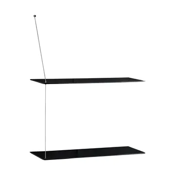 Stedge hylly - Musta tammi-harjattu teräs, 60 cm, 2 hyllytasoa - Woud
