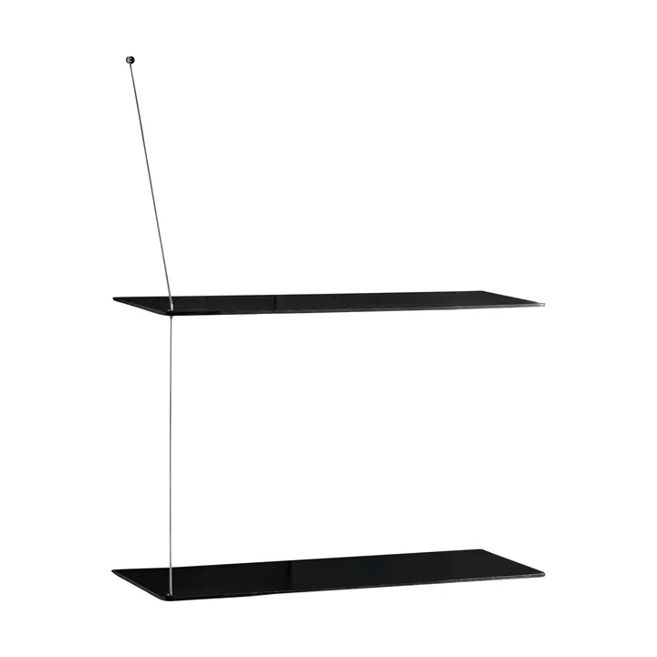 Stedge hylly - Musta tammi-harjattu teräs, 60 cm, 2 hyllytasoa - Woud
