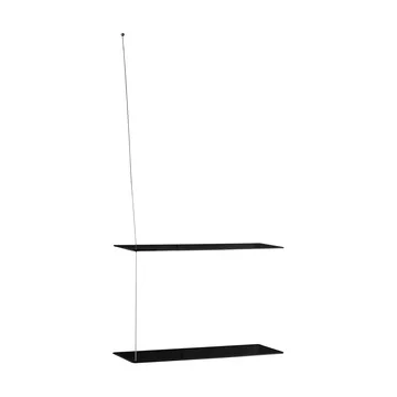 Stedge hylly - Musta tammi-harjattu teräs, 60 cm, 2 hyllytasoa - Woud