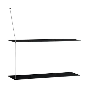 Stedge hylly - Musta tammi-harjattu teräs, 80 cm, 2 hyllytasoa - Woud
