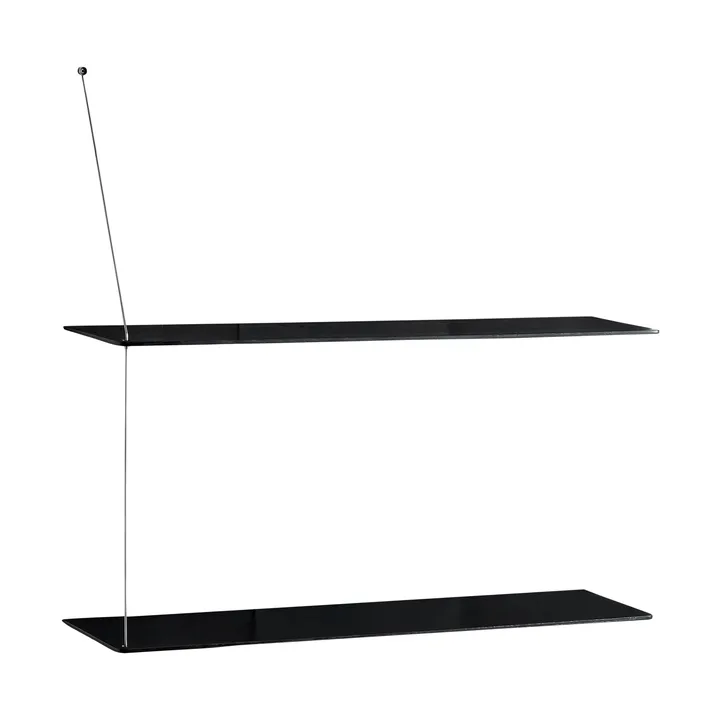 Stedge hylly - Musta tammi-harjattu teräs, 80 cm, 2 hyllytasoa - Woud