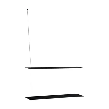Stedge hylly - Musta tammi-harjattu teräs, 80 cm, 2 hyllytasoa - Woud