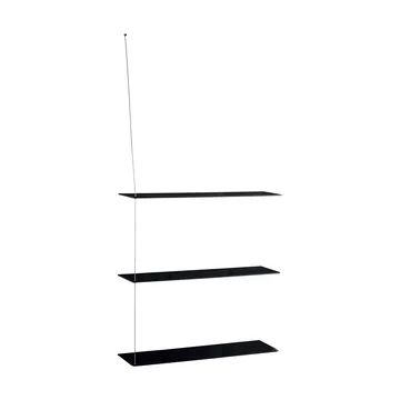 Stedge hylly - Musta tammi-harjattu teräs, 80 cm, 3 hyllytasoa - Woud