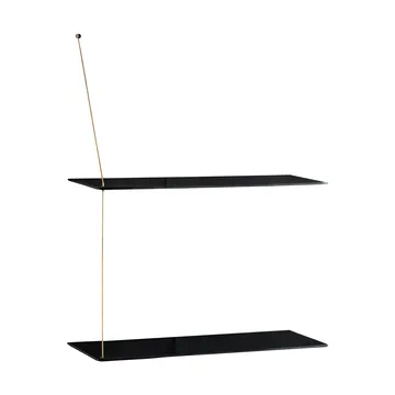 Stedge hylly - Musta tammi-messinki, 60 cm, 2 hyllytasoa - Woud