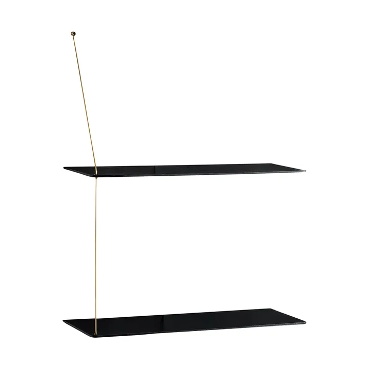 Stedge hylly - Musta tammi-messinki, 60 cm, 2 hyllytasoa - Woud