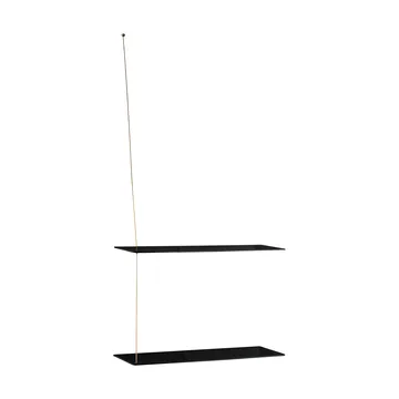 Stedge hylly - Musta tammi-messinki, 60 cm, 2 hyllytasoa - Woud