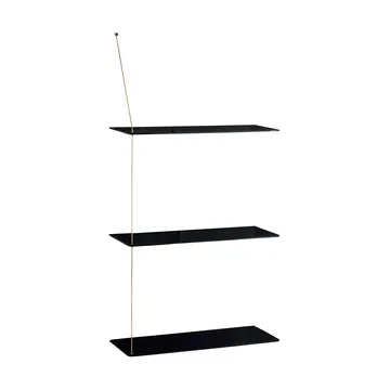 Stedge hylly - Musta tammi-messinki, 60 cm, 3 hyllytasoa - Woud