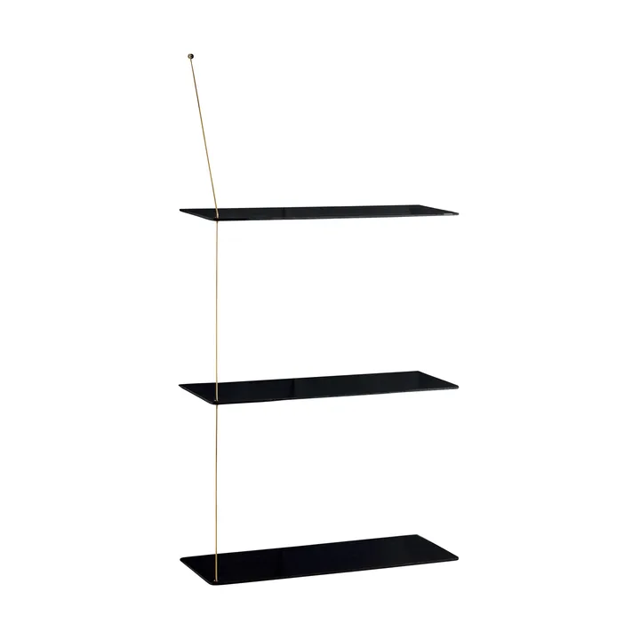 Stedge hylly - Musta tammi-messinki, 60 cm, 3 hyllytasoa - Woud
