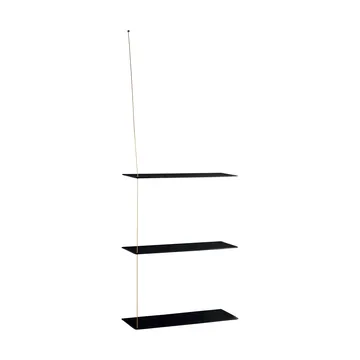 Stedge hylly - Musta tammi-messinki, 60 cm, 3 hyllytasoa - Woud