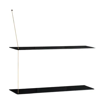 Stedge hylly - Musta tammi-messinki, 80 cm, 2 hyllytasoa - Woud