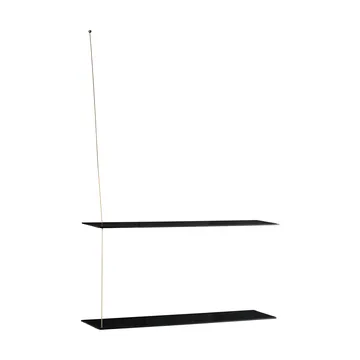 Stedge hylly - Musta tammi-messinki, 80 cm, 2 hyllytasoa - Woud