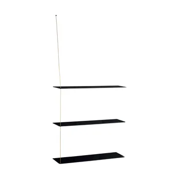 Stedge hylly - Musta tammi-messinki, 80 cm, 3 hyllytasoa - Woud