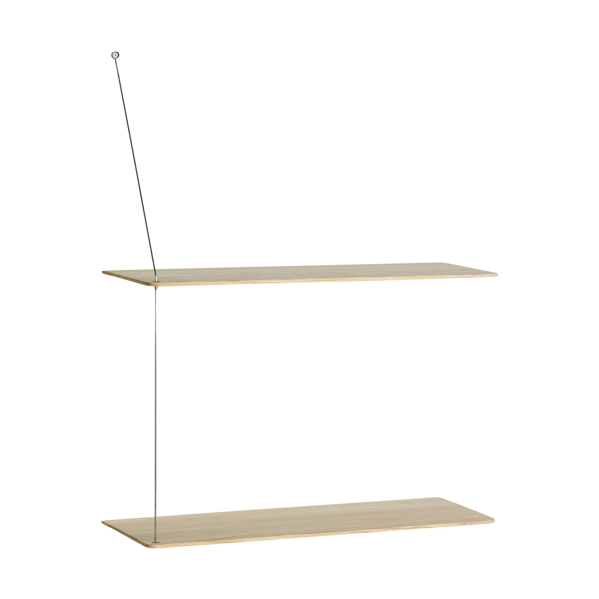 Woud Stedge hylly Valkopesty tammi-harjattu teräs, 60 cm, 2 hyllytasoa