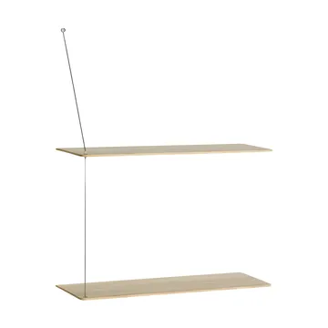 Stedge hylly - Valkopesty tammi-harjattu teräs, 60 cm, 2 hyllytasoa - Woud
