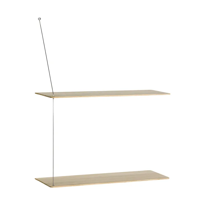 Stedge hylly - Valkopesty tammi-harjattu teräs, 60 cm, 2 hyllytasoa - Woud
